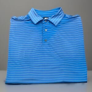 Footjoy Golf Performance Stretch Polo Teal Blue White Stripe Men’s XL